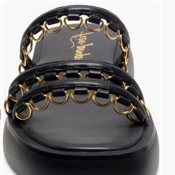 Free People Midas Touch Platform Sandal - Vachetta  New Free People Midas Touch Black/Gold Leather Platform Sandal Size 9.5